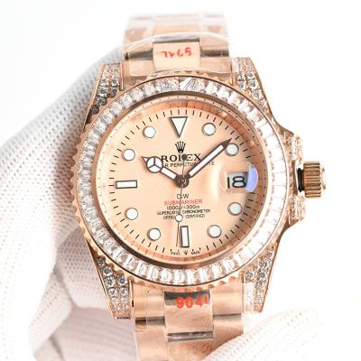 Replica Vintage Rolex Submariner Replica with Rose Gold 40mm Automatic Movement Luminous Diamond Bezel Watch